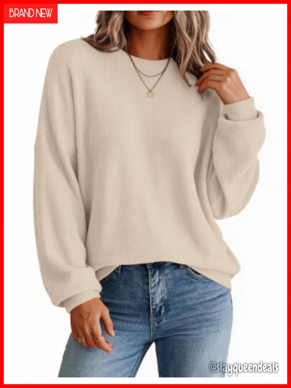 Oversized Crewneck Long Sleeve Knit Pullover Sweater